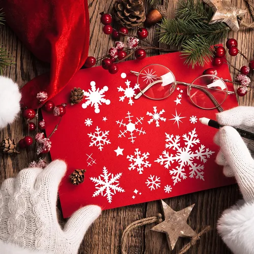 Miniatura 6 de 8 plantillas de copo de nieve de Navidad PET grandes plantillas de pintura de invierno reutilizables plantillas de vacaciones delicadas copos
