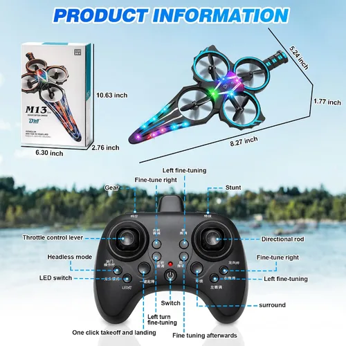 Miniatura 7 de Flying Sword - Avión RC para niños y adultos de 8 a 16 años, aviones de control remoto con luz, aviones de control remoto con luz, juguete de chorro