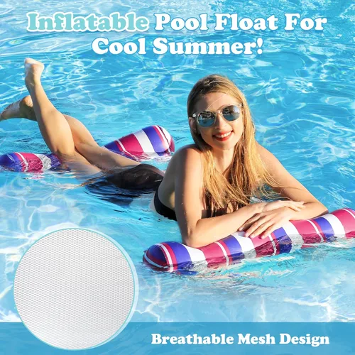 Miniatura 2 de Flotadores de piscina para adultos, paquete de 2 flotadores inflables para piscina, 4 en 1, balsas multiusos tumbona hamaca de agua para piscina