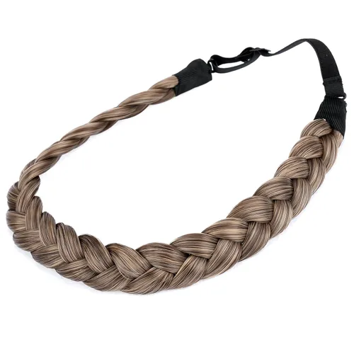 Miniatura 20 de Diadema clásica de cabello sintético trenzado, trenzas gruesas y anchas, extensión de cabello con elástico para mujeres y niñas, accesorio