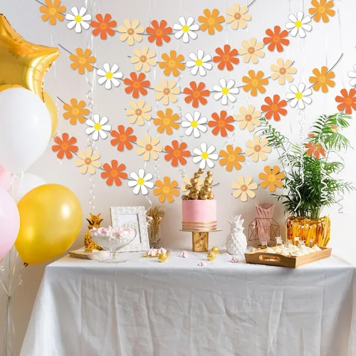Miniatura 4 de 8 piezas de margaritas boho, Groovy suministros para fiesta, pancartas hippie de primavera, kit de guirnalda de flores de margaritas coloridas