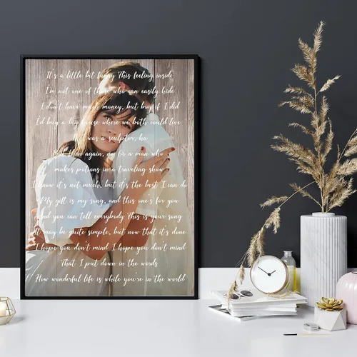 Miniatura 2 de Awesometik Letra de canción de boda con retrato personalizado de foto personalizada Primera danza canción favorita 1er aniversario renovación