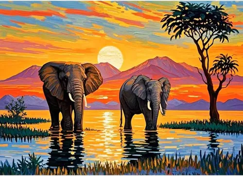 Miniatura 10 de hill froeistung Cascadas 5D, Puesta de Sol, Montaña, Lago, Bosque Kits de Pintura de Arte de Diamantes para Adultos, Paisaje Natural de Taladro HF004