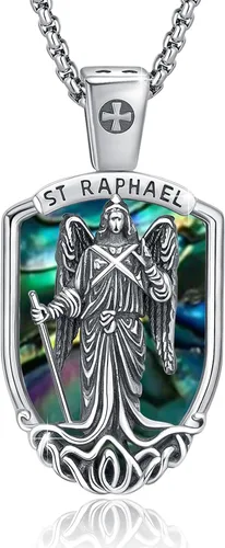 Miniatura 554 de Collar con colgante de plata de ley 925 con medalla de San Patrón, joyería religiosa para hombres y mujeres, con cadena de acero inoxidable 316L