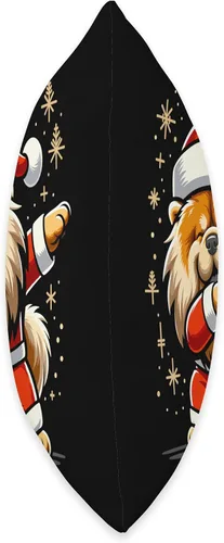 Miniatura 2 de Xmas Chow Chow Gifts Christmas Chow Dog Dab Pose Santa Hat Xmas Throw Pillow, 16x16, Multicolor