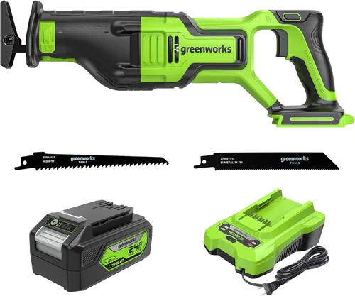 Miniatura 11 de Greenworks Sierra recíproca inalámbrica sin escobillas de 24 V (1-1/8") (2,700 SPM), solo herramienta
