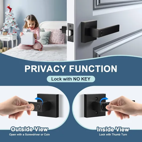 Miniatura 11 de KNOBWELL Paquete de 2 palancas de puerta de color negro mate resistentes de 2.07 libras, modernas palancas de puerta para armario/pasillo