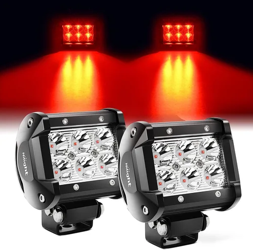 Nilight Foco de Luz LED Roja de 4 pulgadas Luz Antiniebla de Conducción Puntual, 2 Piezas, 18W, Fuera de Carretera, Pesca, Caza, Emergencia, Señal