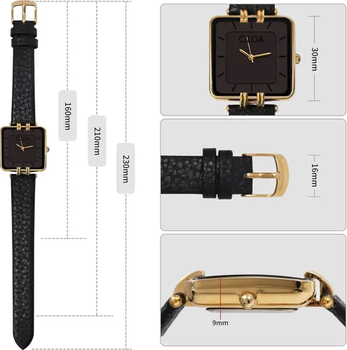Miniatura 4 de Reloj con correa de cuero para mujer, elegante, elegante, clásico, casual, a la moda, cuadrado, reloj de regalo para ella