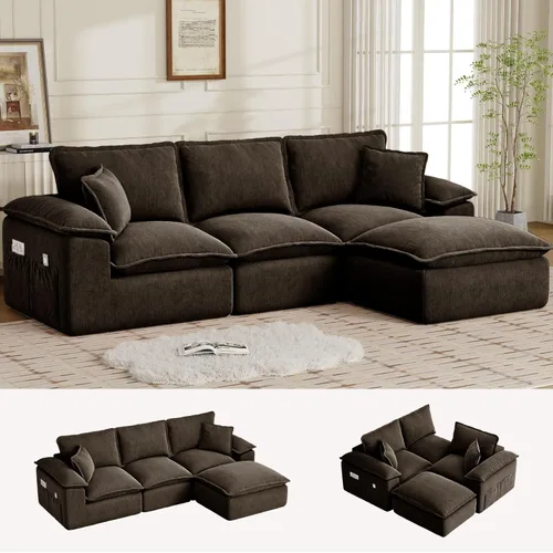 Miniatura 10 de Korser Sofás seccionales de 108 pulgadas para sala de estar, sofá modular sin hueso con asiento profundo y cojín esponjoso, acogedor sofá acolchado