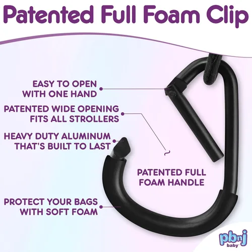 Miniatura 6 de Ganchos para colgar bolsas de pañales – Clip para cochecito de mamá y organizador de accesorios de cochecito – Clips de mosquetón grandes para mamá