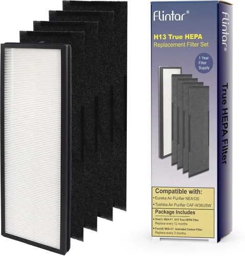 Filtro de repuesto NEA120, compatible con Eureka NEA120 y Toshiba Smart WiFi purificador de aire, filtro de aire de grado H13 (NEA-F1) y 4 filtros