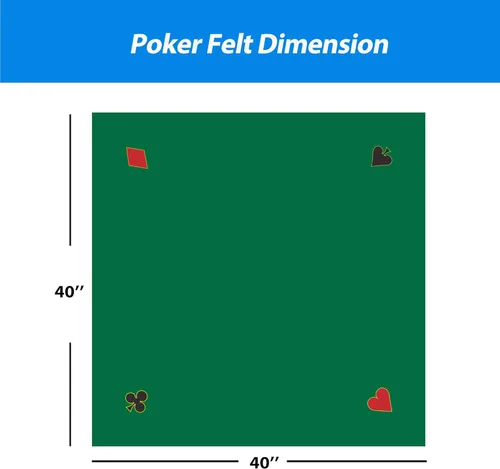 Miniatura 2 de GSE Games & Sports Expert Fieltro de mesa de juego de cartas de póquer de 40" x 40", tapete de diseño de póquer de naipes de casino para mesa