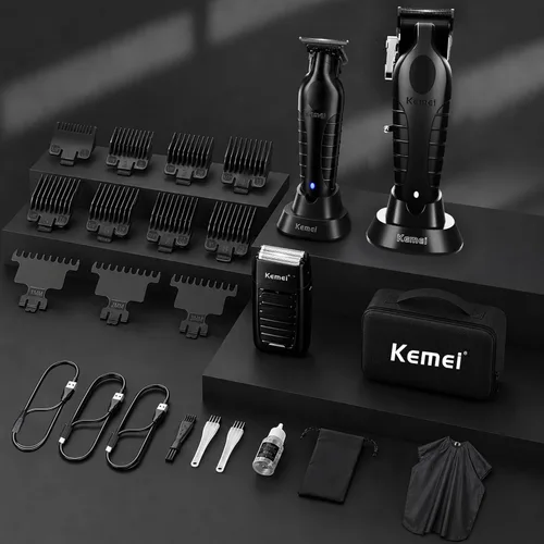 Miniatura 7 de KEMEI Professional Hair Clippers and Trimmer for Men, Cordless Barber Clippers for Hair Cutting with Charging Bases, Foil Shavers for Men with