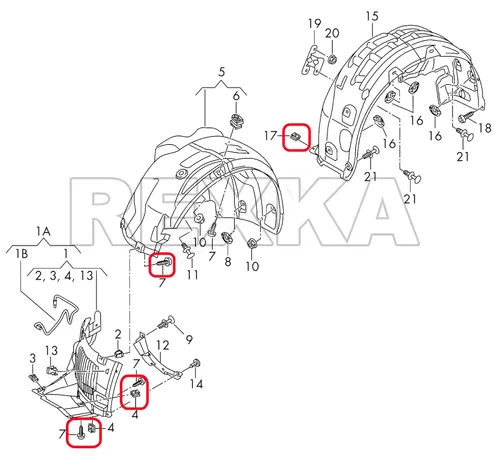 Miniatura 7 de Rexka 15 juegos de T25 M5 clips de tornillo de protección contra salpicaduras de parachoques para VW N90974701 N90959101