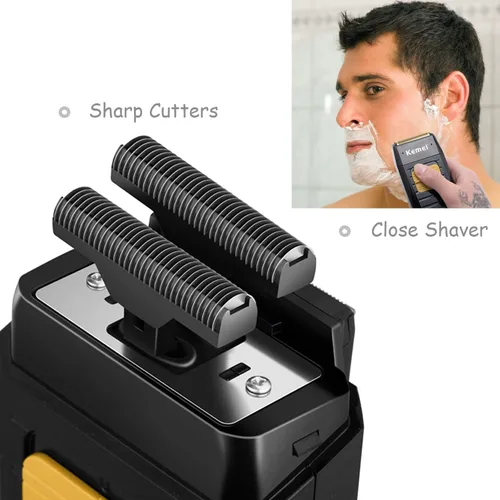 Miniatura 5 de KEMEI Afeitadora eléctrica doble para hombres, afeitadora eléctrica profesional para hombres calvos, suministros de peluquería recargable inalámbrica
