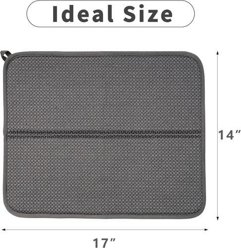 Miniatura 5 de Paquete de 2 tapetes de secado de platos para encimera de cocina, absorbentes, tapetes escurridor de platos de microfibra, almohadilla de secado