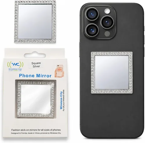 Miniatura 13 de Wireless City Espejo ovalado para teléfono, espejo de maquillaje con diamantes de oro rosa con circonita cúbica, 2.2-2.8 in, ideal para maquillaje