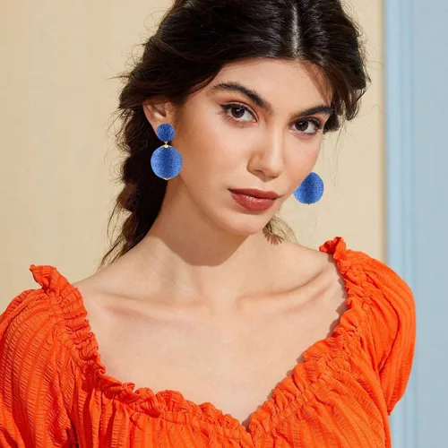 Miniatura 2 de Pendientes de rafia llamativos para mujeres y niñas, hechos a mano, farol de rafia, aretes colgantes de ratán, regalos de joyería de verano bohemios