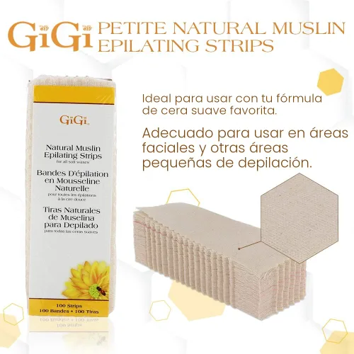 Miniatura 2 de Tiras de cera GiGi para depilación/depilación del cabello, muselina natural pequeña, 100 tiras depiladoras