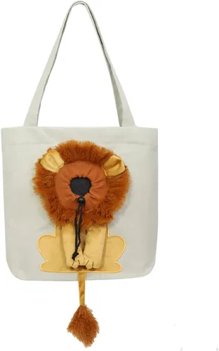 Miniatura 9 de Bolsa de hombro de lona para mascotas, lindo transportador de perros pequeños en forma de león, bolsa portátil para mascotas para perros y gatos