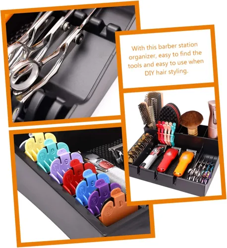 Miniatura 7 de MERRYHAPY Clipper para estuche de almacenamiento, estación de corte de pelo portátil, recortadora, peluquero con bandeja para el cabello, muescas