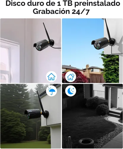 Miniatura 6 de Hiseeu [16 canales expandibles] Sistema de cámara de seguridad inalámbrica Pro 2.4G/5G, monitor LCD de 10.1" de 8MP, 4 cámaras para Negro-1