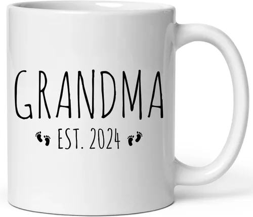 Miniatura 7 de Taza con texto en inglés "Grandma Est 2023", diseño promocionado para abuelas, con anuncio de embarazo, 11 onzas, cerámica, color blanco