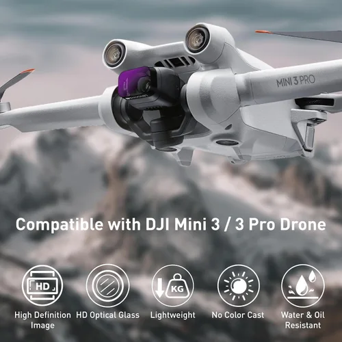 Miniatura 2 de Juego de filtros ND para DJI Mini 3/Mini 3 Pro Drone, paquete de 4 filtros de densidad neutra PL ND8 ND16 ND32, vidrio óptico HD multicapa con marco
