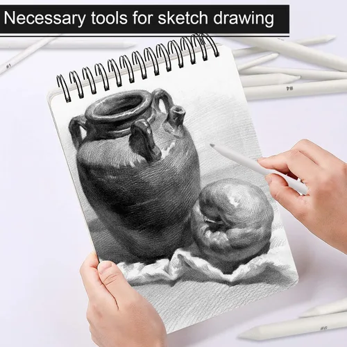 Miniatura 5 de FEBSNOW 84 piezas de plantillas y difuminadores, mezcladores de papel para arte, lápices de arte, lápices de dibujo para estudiantes, artistas