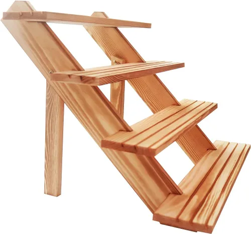 Miniatura 7 de Soporte para aretes y anillos elevadores de madera marrón, estante de almacenamiento, estante de joyería, estante de escritorio, soporte para tazas