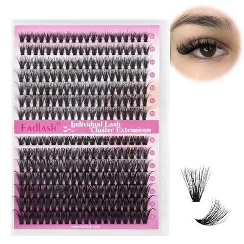 Miniatura 55 de Racimos de pestañas 10-16mm 144 piezas Bandeja mixta Pestañas individuales Rizo D Pestañas individuales en racimo Extensiones de pestañas