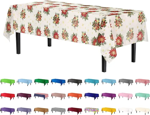 Miniatura 13 de Party Solids Paquete de 6 manteles de plástico prémium de 54 pulgadas x 108 pulgadas. Cubierta de mesa rectangular de plástico - Aqua