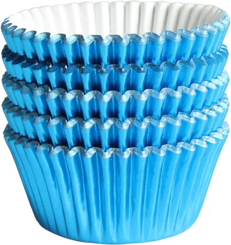 Miniatura 18 de Forros para cupcakes de papel de aluminio negro, 100 tazas de papel metálico para hornear para fiestas de cumpleaños, bodas o baby showers