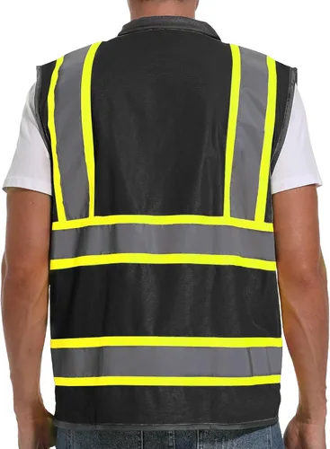 Miniatura 4 de ArcRidge Chaleco de seguridad reflectante para hombres y mujeres, chaleco de construcción de alta visibilidad, tiras reflectantes de doble tono Negro