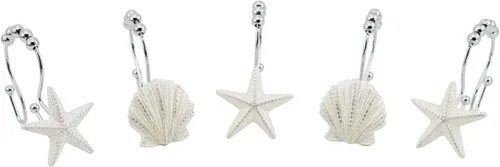 Miniatura 3 de BEAVO Seashell - Ganchos para cortina de ducha, 12 anillos decorativos de acero inoxidable para cortina de ducha de doble rodillo que se deslizan