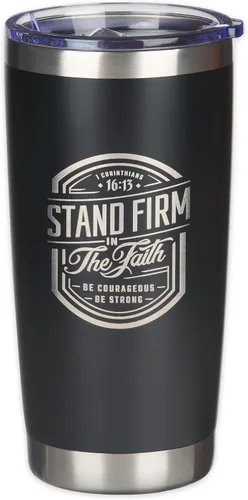 Miniatura 18 de Christian Art Gifts - Vaso de viaje de acero inoxidable de 18 oz con doble pared aislante al vacío con versículo bíblico, gris, con tapa retráctil