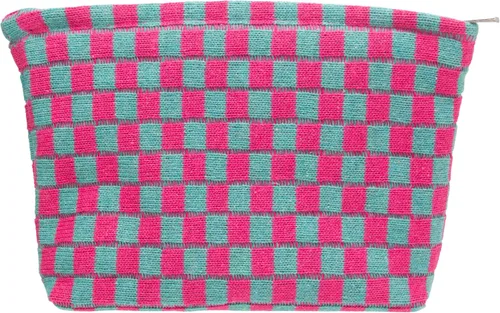 Miniatura 27 de PAZIMIIK Bolsa de Maquillaje a Cuadros para Bolso Portátil con Cremallera, Estuche Pequeño de Cosméticos para Accesorios de Viaje, Azul Ártico