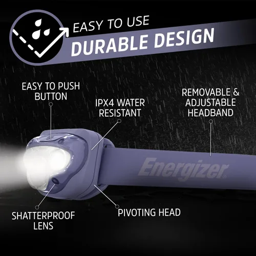 Miniatura 3 de Energizer Linterna frontal LED PRO (paquete de 2), linternas frontales resistentes al agua IPX4, luz de cabeza de alto rendimiento para exteriores