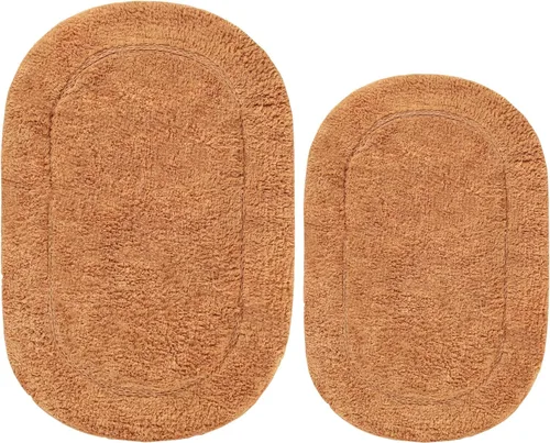 Miniatura 15 de Superior Juego de 2 alfombras de baño antideslizantes, ultra afelpadas, suaves y absorbentes, 100% algodón peinado, juego de alfombras de baño