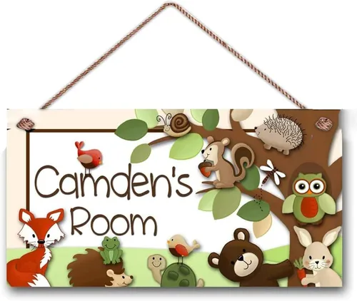 Miniatura 17 de Letreros personalizados, lindo letrero de mapache, decoración de pared personalizada, nombre personalizado, habitación de niños, habitación de bebé