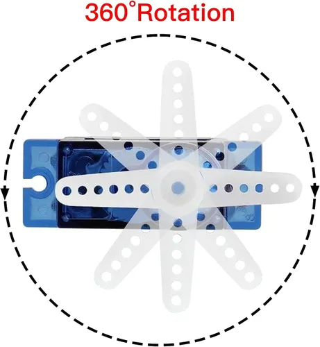 Miniatura 2 de FEETECH FS90R 360 grados rotación continua micro servo motor 0.32 oz para RC helicóptero avión coche barco robot controles 4.8V-6V