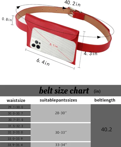 Miniatura 6 de Danse Jupe - Riñonera de piel sintética para mujer, diseño de cinturón, B1 - Rojo, talla única