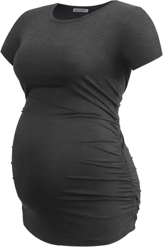 Miniatura 17 de Smallshow - Camiseta de maternidad para mujer, diseño de lados fruncidos, tipo túnica, prendas para el embarazo