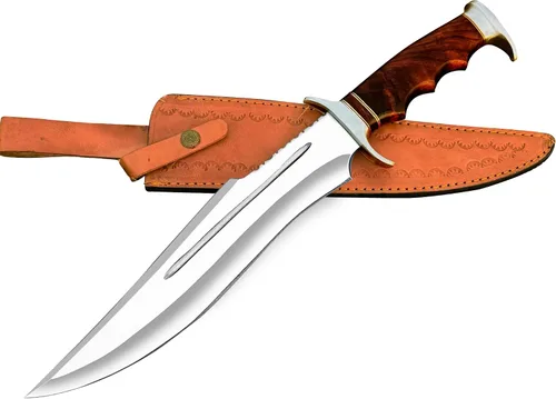 Cuchillo WARIVO de 17 pulgadas D2 grande tipo Bowie con funda, cuchillo de hoja fija para caza, utilizado para Bushcraft, al aire libre y como
