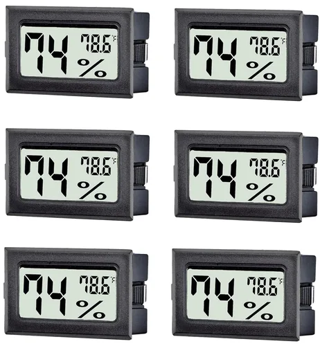 Paquete de 6 mini termómetro digital higrómetro, medidor de temperatura y humedad en interiores, monitor Fahrenheit (℉) para el hogar, invernadero,