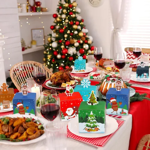 Miniatura 8 de 24 cajas de regalo de Navidad, caja de dulces de Navidad 3D para niños, galletas de Navidad, adornos de papel, cajas de Papá Noel para escuela
