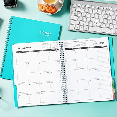 Miniatura 2 de Agenda mensual 2026 – enero 2026 – diciembre 2026, calendario de 12 meses 2026, 9 x 11 pulgadas, pestañas mensuales coloridas, adecuado