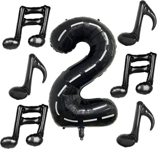 Miniatura 16 de 10 piezas de globos de nota musical negros de Mylar de 17 pulgadas, globos de feliz cumpleaños, globos de música para usar en cumpleaños, fiesta