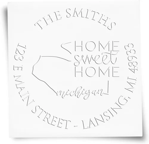 Miniatura 225 de Sello en relieve de dirección personalizado para nuevos propietarios de viviendas, sello redondo de 1-5/8 para dirección de casa, estampado